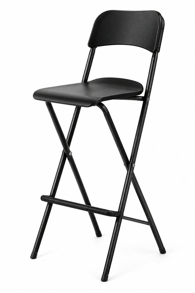 Tabouret de bar pliant avec dossier – Noir
